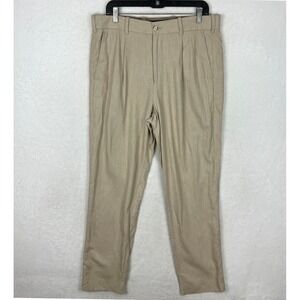 Abercrombie & Fitch Linen Blend Pants Men 34x34 New Beige Straight Chino Pleated